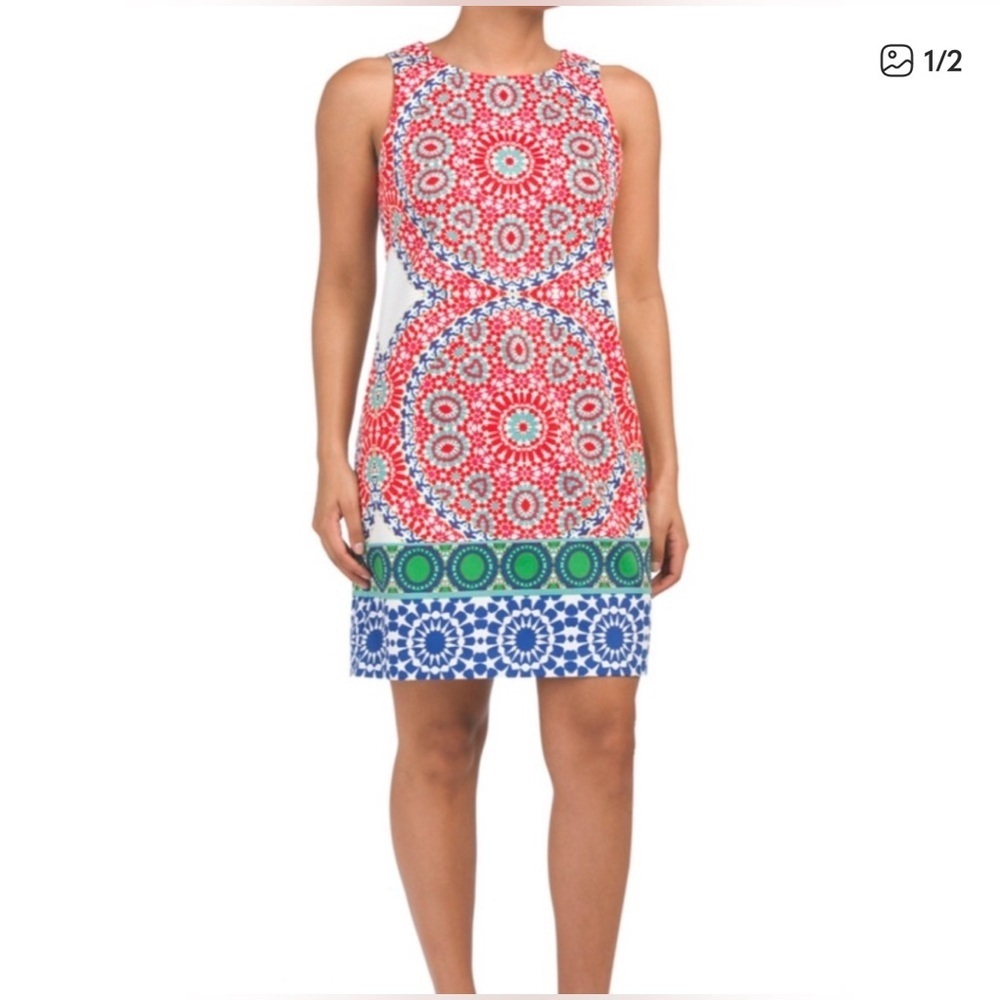 London Times Colorful Geometric Mini Dress size 4